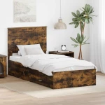 vidaXL Σκελετός Κρεβατιού Καπνιστό Δρύς 90 x 190 cm Επεξεργασμένο ξύλο
