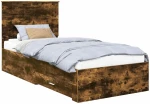 vidaXL Σκελετός Κρεβατιού Καπνιστό Δρύς 90 x 190 cm Επεξεργασμένο ξύλο