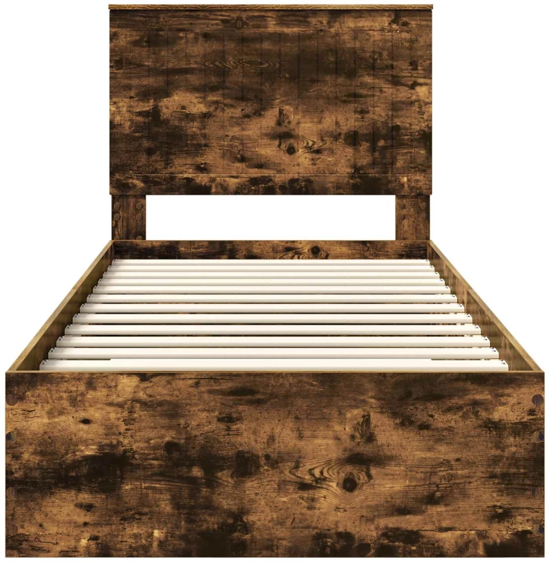 vidaXL Σκελετός Κρεβατιού Καπνιστό Δρύς 90 x 190 cm Επεξεργασμένο ξύλο