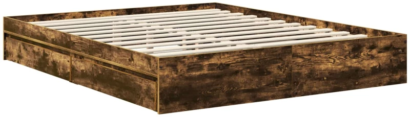 vidaXL Κρεβάτι Αποθήκης Καπνιστό Δρύς 160 x 200 cm Επεξεργασμένο ξύλο