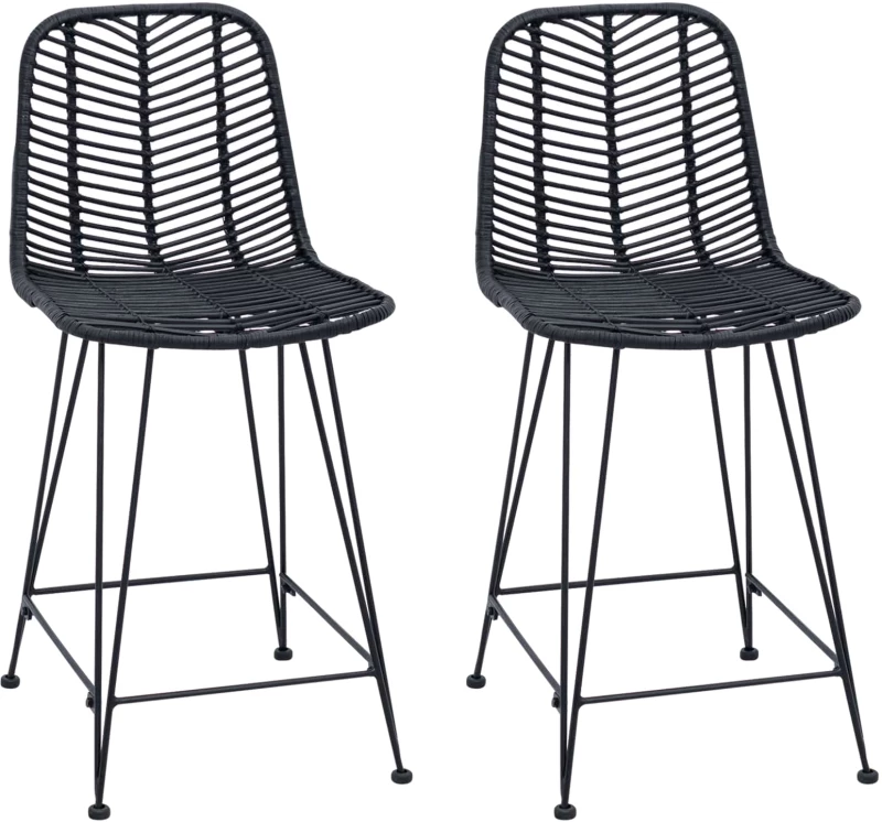 vidaXL Καρέκλα Μπαρ 2 pcs Μαύρο 44,5 x 54,5 x 97,5 εκ.