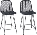 vidaXL Καρέκλα Μπαρ 2 pcs Μαύρο 44,5 x 54,5 x 97,5 εκ.