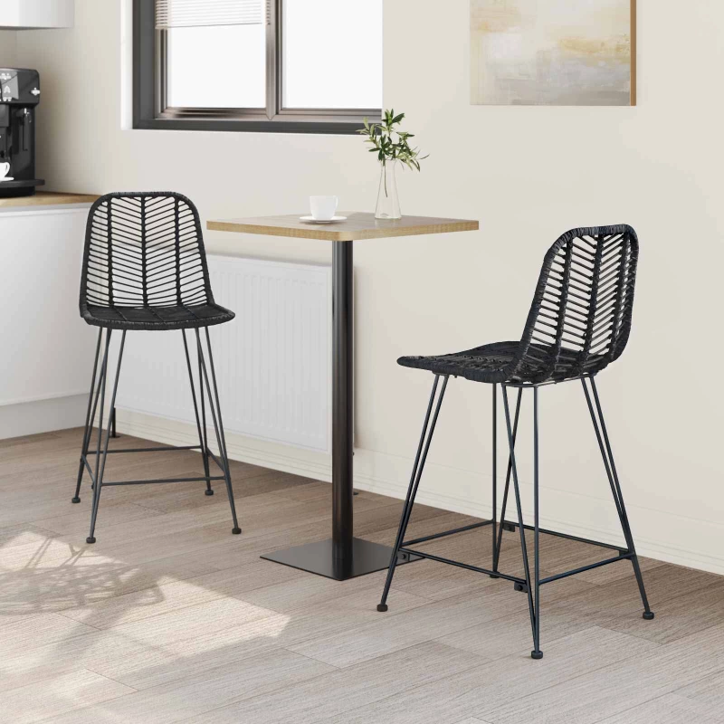 vidaXL Καρέκλα Μπαρ 2 pcs Μαύρο 44,5 x 54,5 x 97,5 εκ.