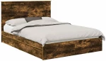 vidaXL Κρεβάτι Αποθήκης Καπνιστό Δρύς 135 x 190 cm Επεξεργασμένο ξύλο