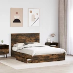 vidaXL Κρεβάτι Αποθήκης Καπνιστό Δρύς 135 x 190 cm Επεξεργασμένο ξύλο