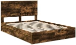 vidaXL Κρεβάτι Αποθήκης Καπνιστό Δρύς 135 x 190 cm Επεξεργασμένο ξύλο