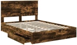 vidaXL Κρεβάτι Αποθήκης Καπνιστό Δρύς 135 x 190 cm Επεξεργασμένο ξύλο