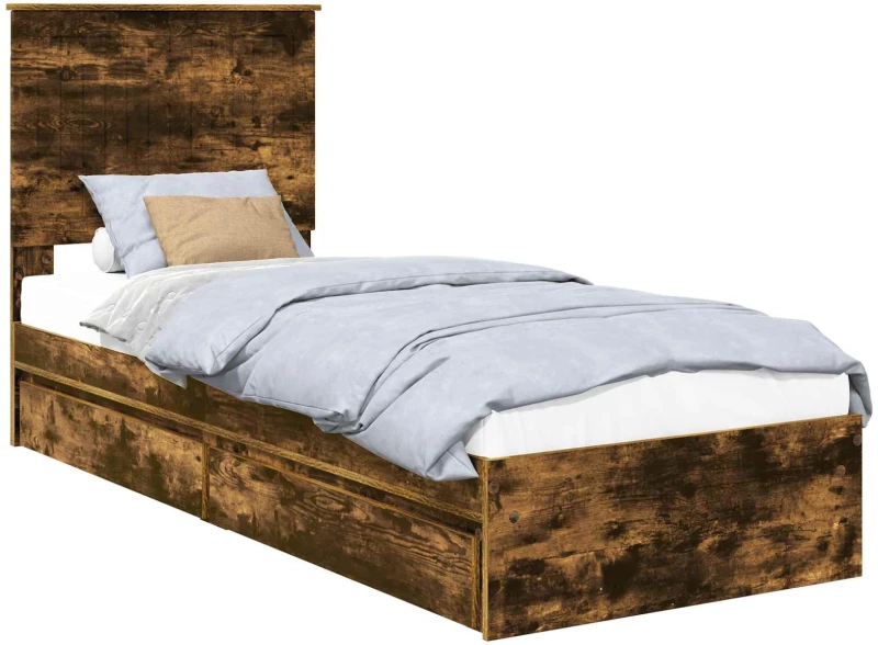 vidaXL Κρεβάτι Αποθήκης Καπνιστό Δρύς 75 x 190 cm Επεξεργασμένο ξύλο