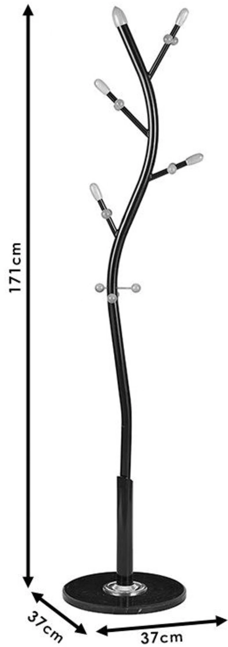 VenCore Arbor Black 5520-10001 - Καλόγερος Ρούχων Μεταλλικός Μαύρος 37x37x171cm