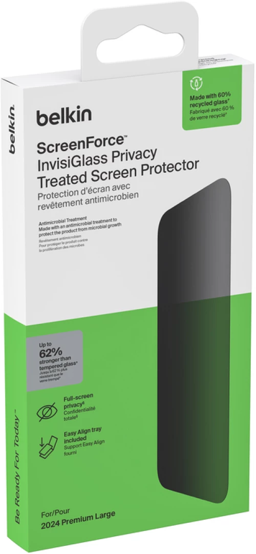 Belkin OVA160hq ScreenForce TemperedGlass Anti-Microbial Screen Protection for iPhone 16 Pro Max