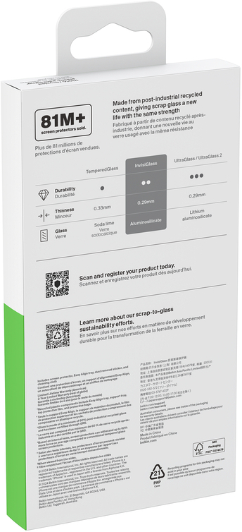 Belkin OVA160hq ScreenForce TemperedGlass Anti-Microbial Screen Protection for iPhone 16 Pro Max