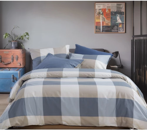 ΠΑΠΛΩΜΑΤΟΘΗΚΗ ΥΠΕΡΔΙΠΛΗ ΣΕΤ 3ΤΕΜ (CASUAL CHECK DENIM) - NEF NEF CASUAL CHECK DENIM / 100% ΒΑΜΒΑΚΙ