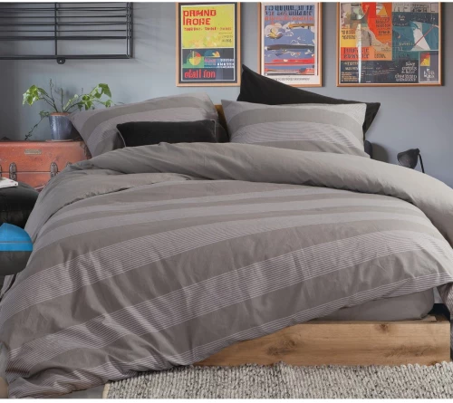 ΣΕΝΤΟΝΙΑ ΥΠΕΡΔΙΠΛΑ ΣΕΤ 4ΤΕΜ (CASUAL STRIPE D.GREY) - NEF NEF CASUAL STRIPE D.GREY / 100% ΒΑΜΒΑΚΙ