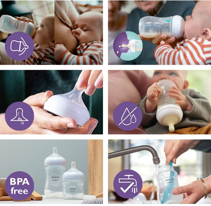 Philips Avent Μπιμπερό Natural Response με αεραγωγό Airfree Stars 3-6m 260ml