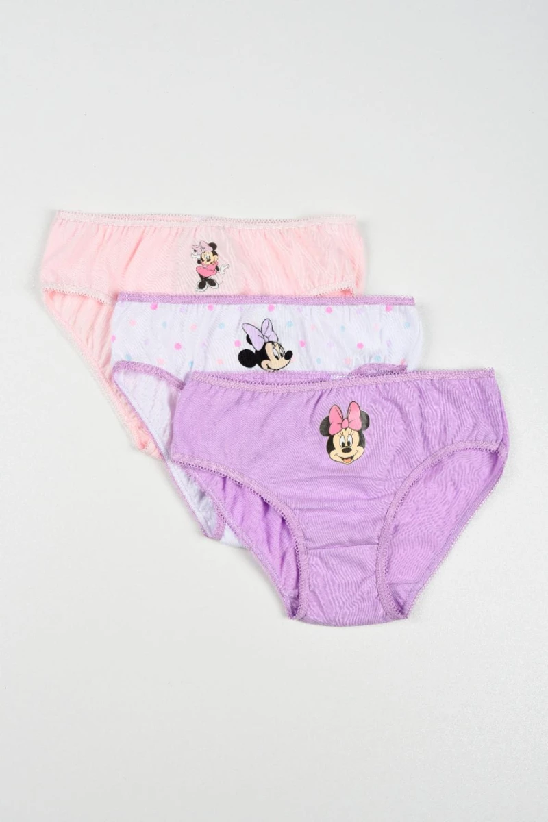 Σετ κυλοτάκια 3τμχ. κορίτσι "Disney Minnie Mouse happy" ροζ-λευκό-λιλά