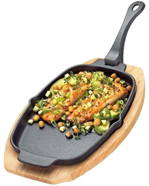 Τηγάνι Μαντεμένιο Με Βάση Σερβιρίσματος (Σετ 2 Τμχ) 0305151026 44x19cm Natural-Black Kuchenprofi 44cm Μαντέμι