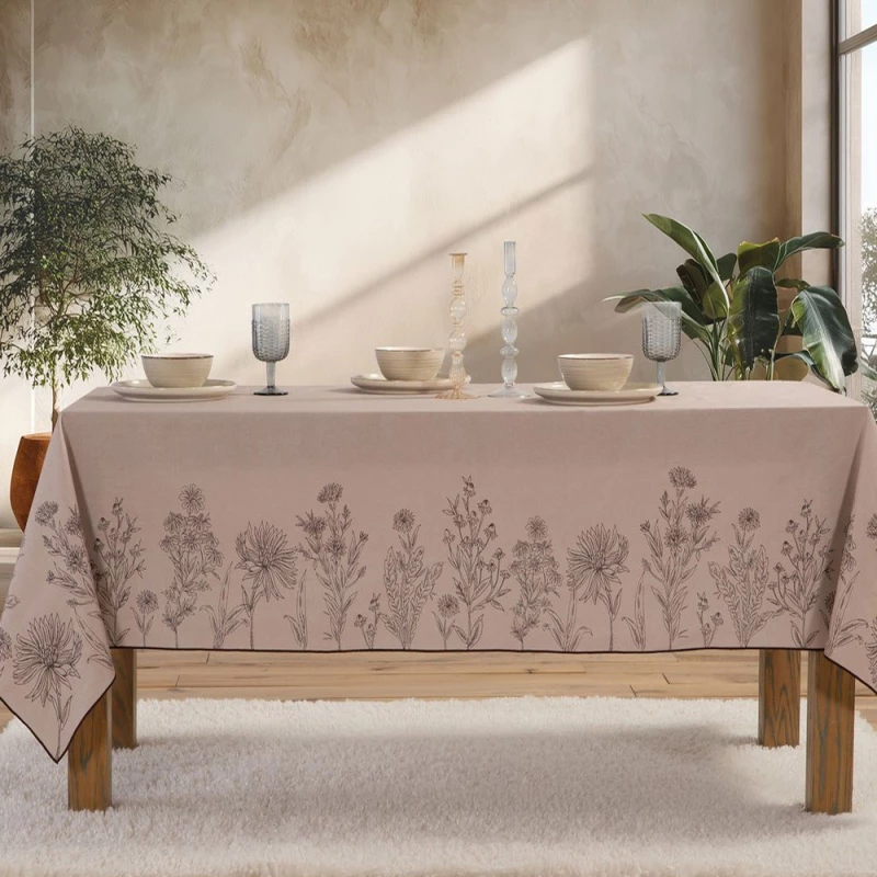 Τραπεζομάντηλο Kerkynia Brown Nef-Nef Homeware 140Χ140 100% Βαμβάκι