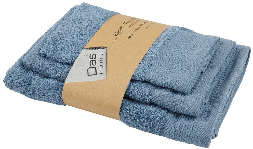 Πετσέτες Best 0837 (Σετ 3τμχ) Blue Das Home Σετ Πετσέτες 70x140cm 100% Βαμβάκι