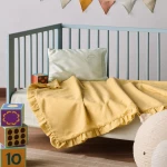 Κουβέρτα Βρεφική Με Βολάν YN 25 Yellow-White Yellow-White Kentia Αγκαλιάς 65x100cm Μουσελίνα