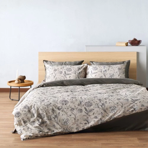 Παπλωματοθήκη Alida 15 (Σετ 3τμχ) Beige-Black Kentia Υπέρδιπλo 220x240cm 100% Βαμβακοσατέν