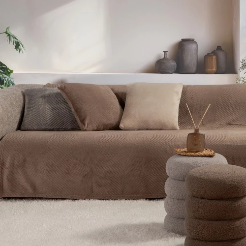 Ριχτάρι Dakari Brown Nef-Nef Homeware Τριθέσιο 180x300cm Πολυέστερ