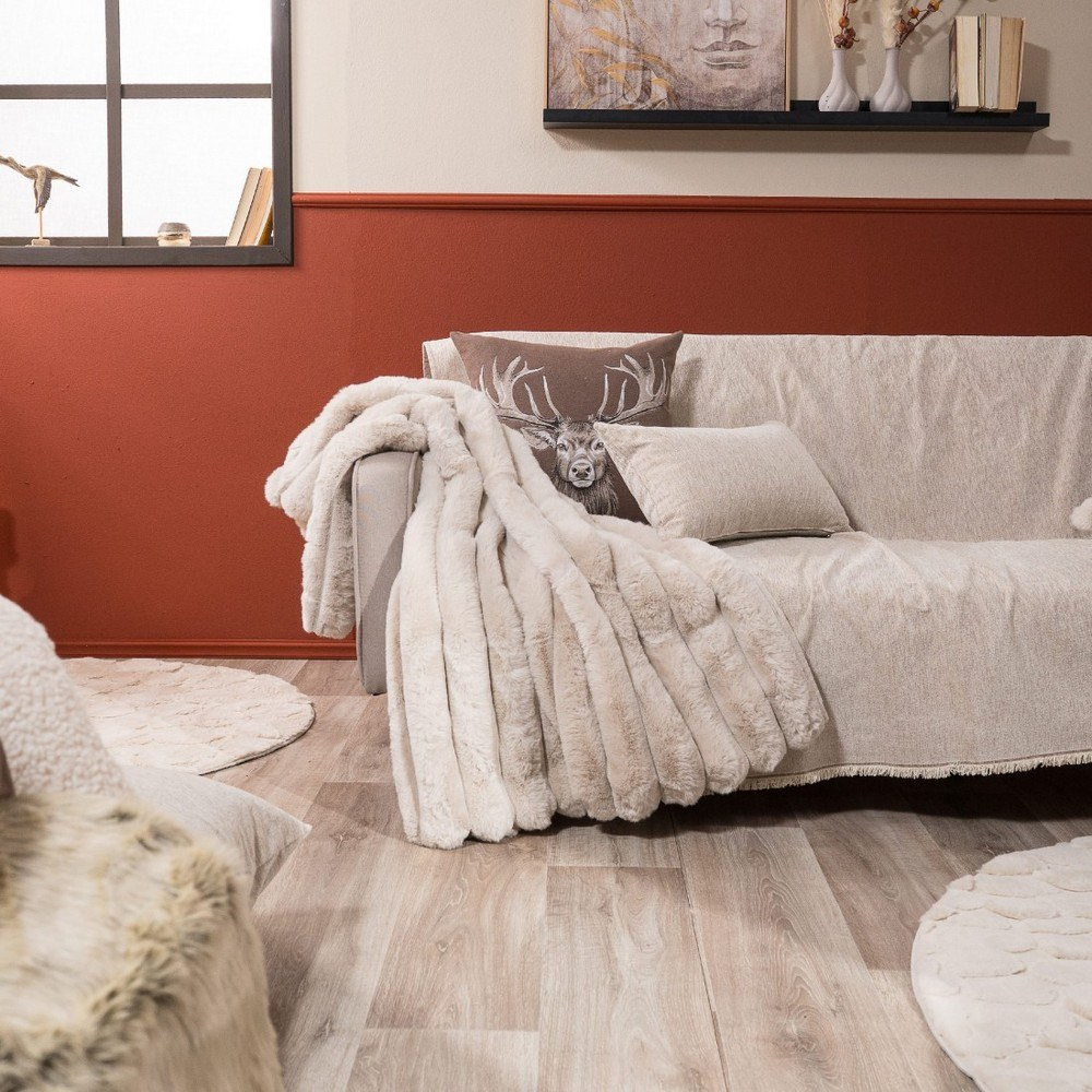 Ριχτάρι Basic 01 Ecru Teoran Τετραθέσιο 180x350cm Βαμβάκι-Πολυέστερ