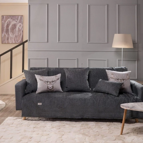 Ριχτάρι Richmond 11 Anthracite Teoran Τετραθέσιο 180x350cm Βαμβάκι-Πολυέστερ