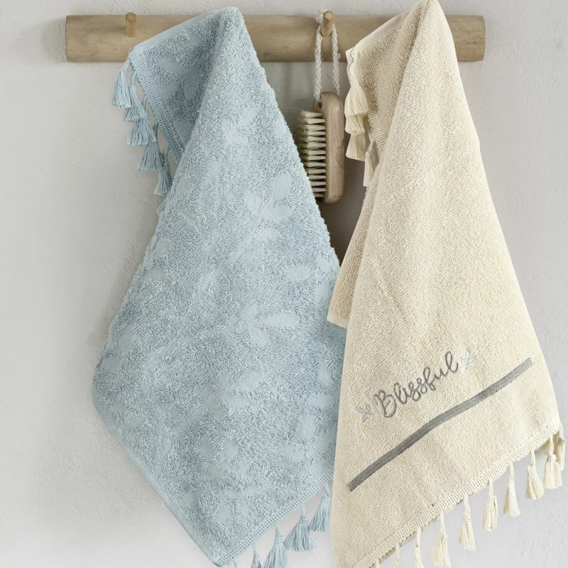 Πετσέτες Blissful (Σετ 2τμχ) Beige-Blue Nima Σετ Πετσέτες 30x50cm 100% Βαμβάκι