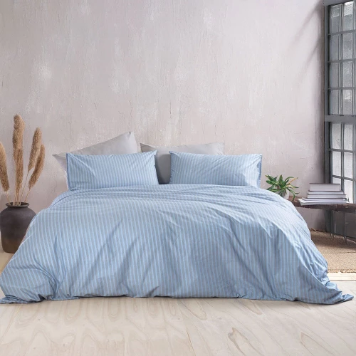 Σεντόνια Polene (Σετ 4τμχ) Blue Ρυθμός Υπέρδιπλo 230x270cm 100% Βαμβάκι