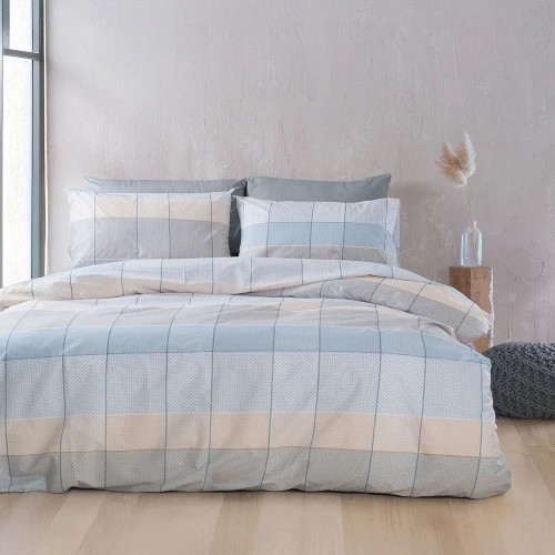 Σεντόνια Colette (Σετ 4τμχ) Grey-Light Blue Ρυθμός King Size 260x280cm Βαμβάκι-Πολυέστερ