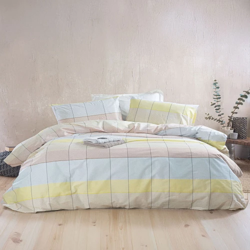 Κουβερλί Colette (Σετ 2τμχ) Yellow-Light Blue Ρυθμός Ημίδιπλο 160x240cm Βαμβάκι-Πολυέστερ
