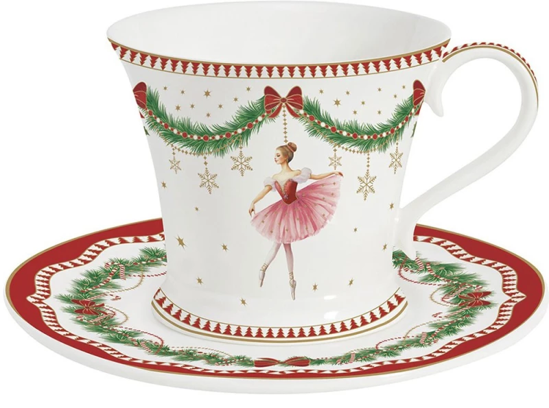 Φλυτζάνι Τσαγιού Με Πιατάκι Μagie Noel 1796ΜΝΟΕ 200ml White-Multi Easy Life