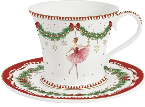 Φλυτζάνι Τσαγιού Με Πιατάκι Μagie Noel 1796ΜΝΟΕ 200ml White-Multi Easy Life