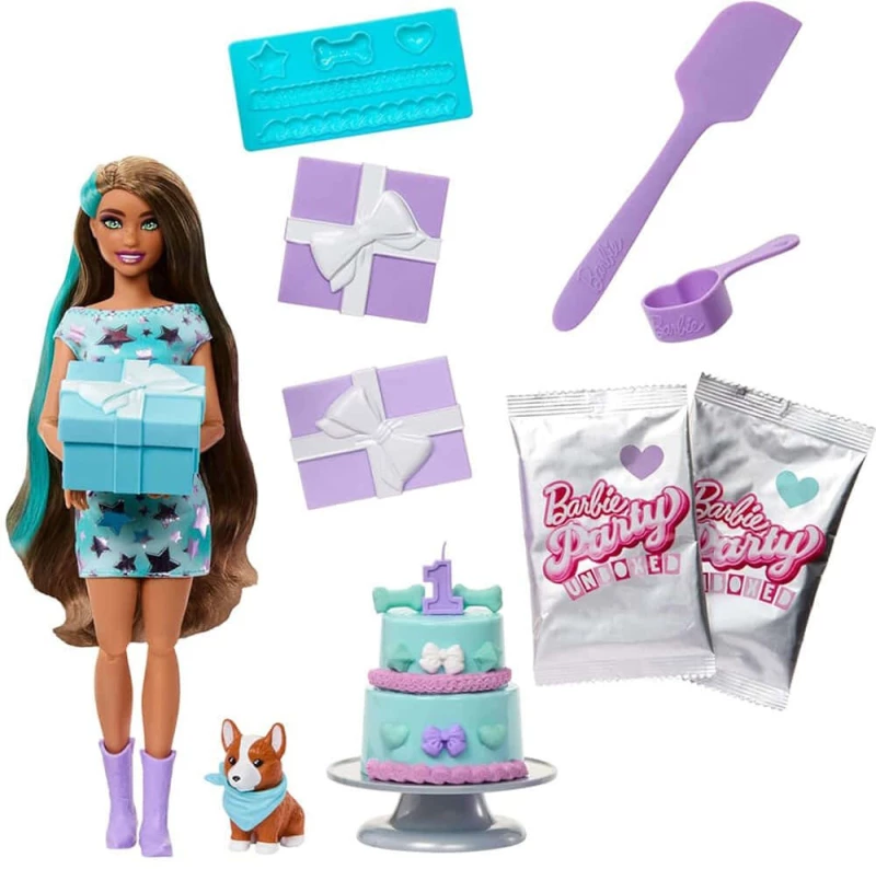 Κούκλα Barbie: Party Unboxed Reveal - Doll With Brown Hair JFG72 Multi Mattel