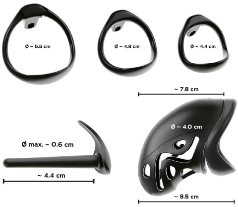 Curved Cock Cage with Ball Rings and Dilator
