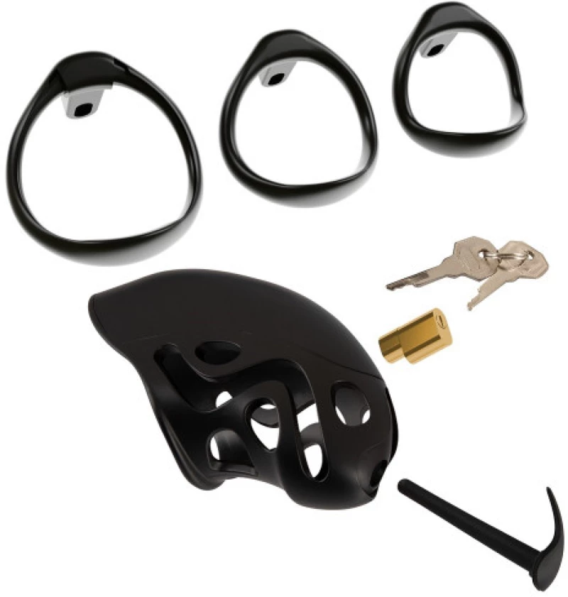 Curved Cock Cage with Ball Rings and Dilator