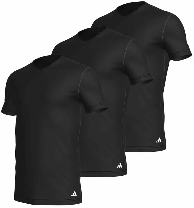 Ανδρικό T-shirt Adidas - Μαύρο - Logo - 3 pack - Regular Fit - Cotton - V-Neck