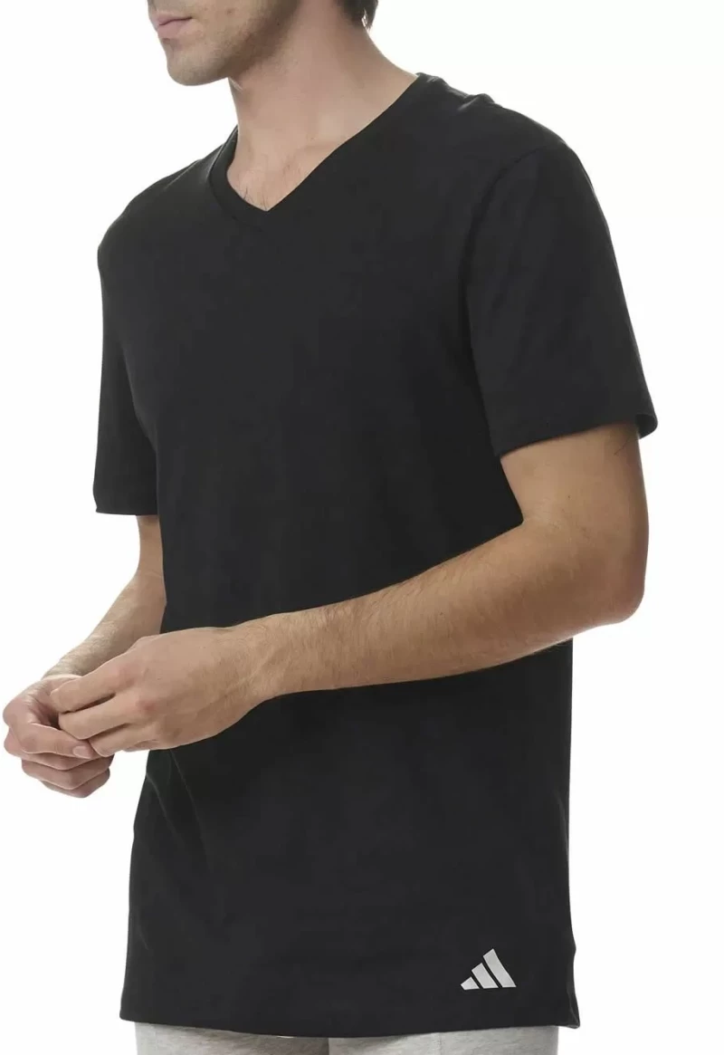 Ανδρικό T-shirt Adidas - Μαύρο - Logo - 3 pack - Regular Fit - Cotton - V-Neck