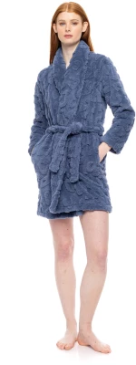 Γυναικεία Ρόμπα κοντή Pink Label - Blue Animal - Fleece - Polyester - Regular Fit