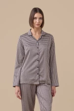 Γυναικεία πυτζάμα Noidinotte - Σατέν Σεμιζιέ - Pied de poule - Regular Fit - Polyester