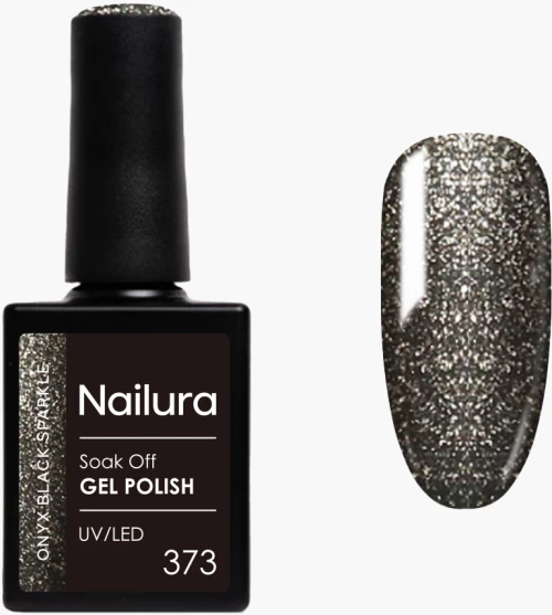 Nailura - Gel Polish 373 - Onyx Black Sparkle - 10 ml / Beauty