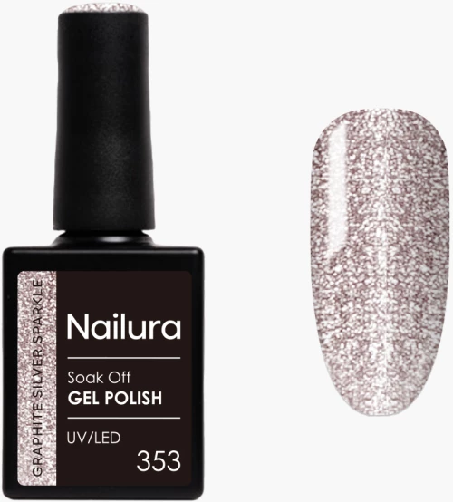 Nailura - Gel Polish 353 - Graphite Silver Sparkle - 10 ml / Beauty
