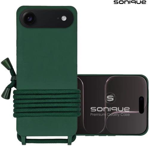 Θήκη Σιλικόνης με Κορδόνι CarryHang Sonique Apple iPhone 17 Air Πράσινο Σκούρο