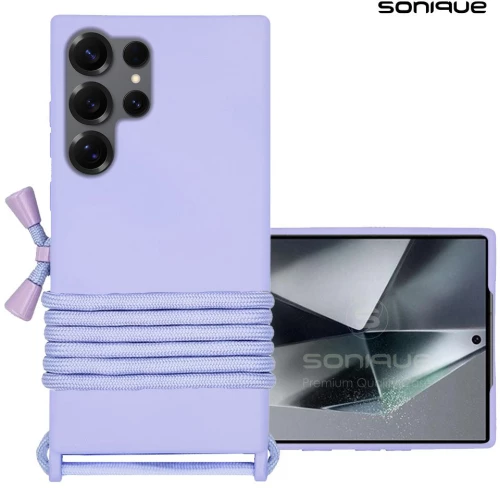 Θήκη Σιλικόνης με Κορδόνι CarryHang Sonique Samsung Galaxy S25 Ultra Λιλά