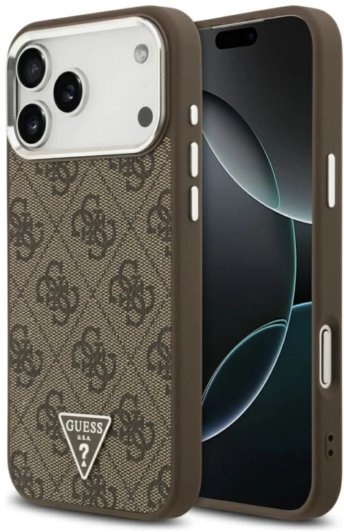 Guess Case For Iphone 17 Pro Max Compatible With Magsafe Guhmp17Xp4Tsrcmw (Pu 4G W/Triangle Logo Sl) Brown