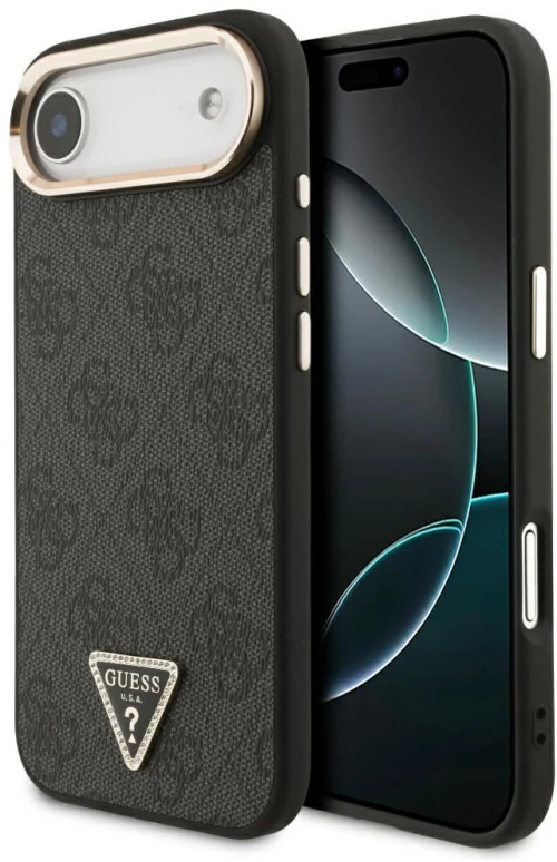 Guess Case For Iphone 17 Air Compatible With Magsafe Guhmp17Mp4Gtdgmk (4G Pu W/ Triangle Logo) Gold Black