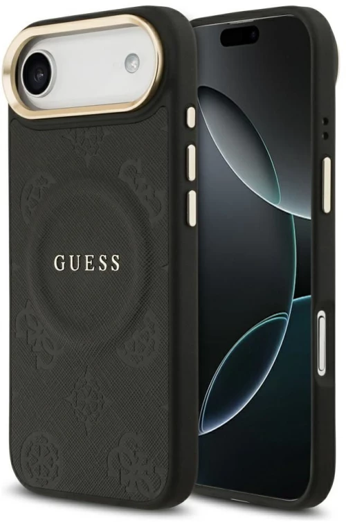 Guess Case For Iphone 17 Air Compatible With Magsafe Guhmp17Mpsamseck (Pu W/ Peony Hot Stamp) Black