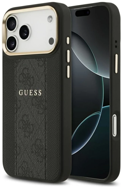 Guess Case For Iphone 17 Pro Max Compatible With Magsafe Guhmp17Xpg4Semck (Pu W/ 4G Stripe) Black