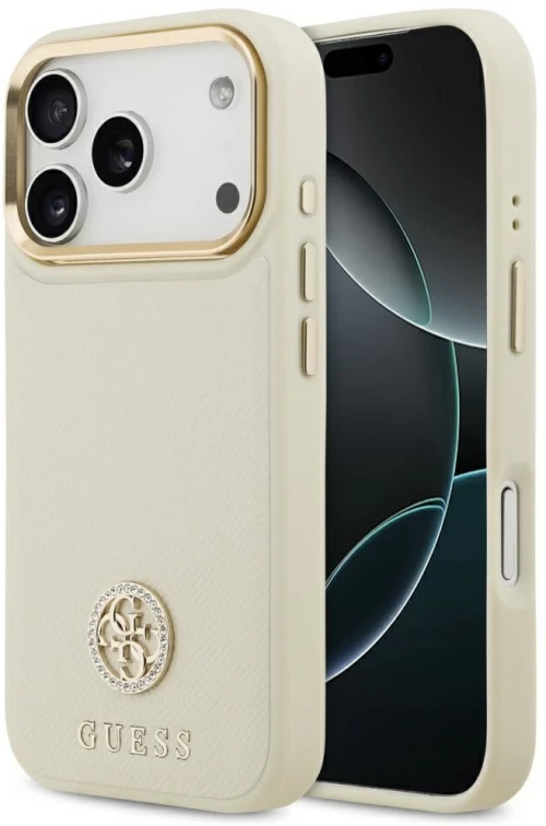 Guess Case For Iphone 17 Pro Compatible With Magsafe Guhmp17Lpgcrmdee (Pu W/ Grained Strass Logo) Beige