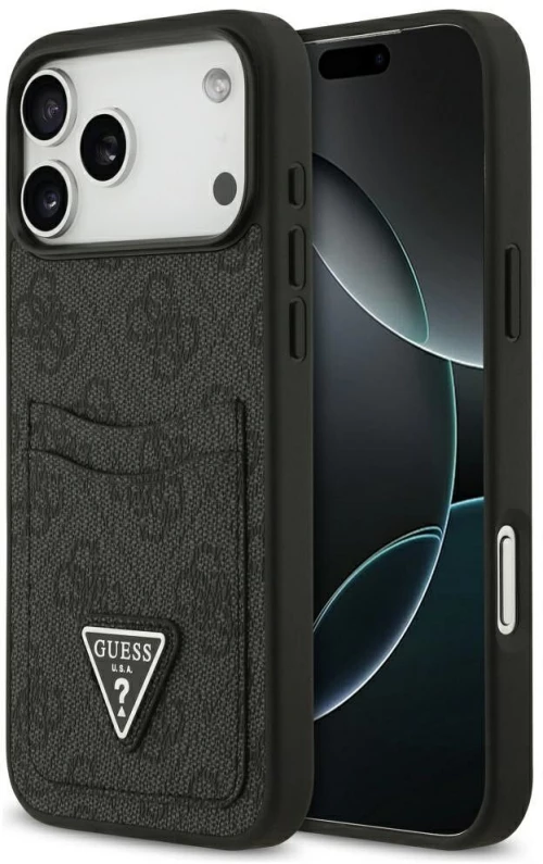 Guess Case For Iphone 17 Pro Max Guhcp17Xp4Tpk (4G Double Card Triangle) Black